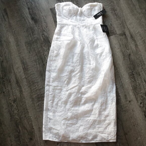 NWT Lulu's White Floral Print Strapless Midi Dress Size Small - Picture 3 of 7